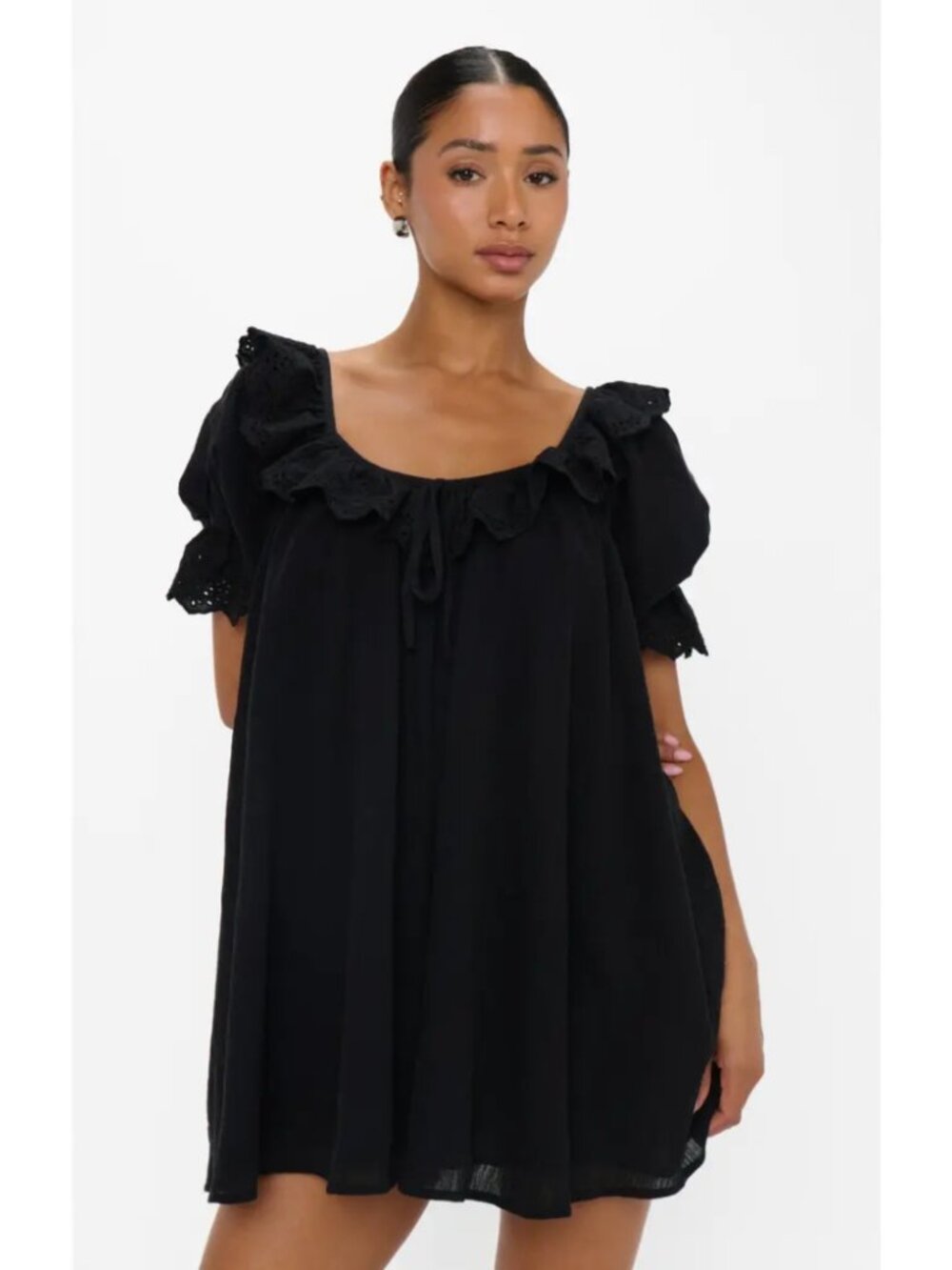 Show Me Your Mumu Toulouse Dress Black Voile Ruffled Low Back Swing Size XXL